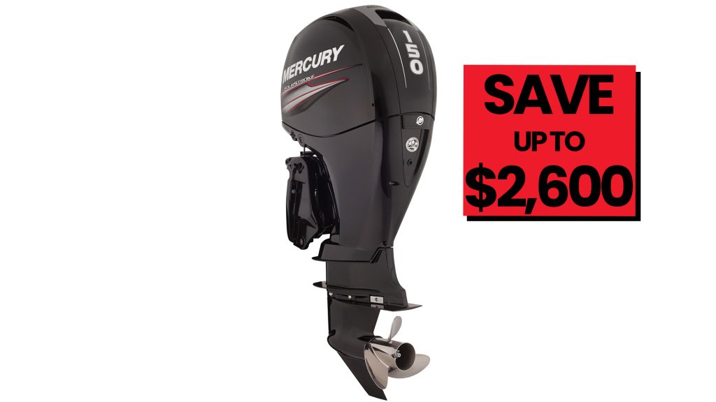 Save up to $1600 on the Mercury 90hp Fourstroke range, Promotion applies to 150L FOURSTROKE, 150L PROXS 4S (ProXS), 150XL FOURSTROKE, 150XL PROXS 4S (ProXS) with recommended Vessel View 403 Electronics/Gauge package on Selected Models only. 